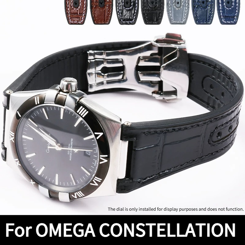 Omega Watch Constellation - Crocodile-patterned genuine leather watch strap silicone