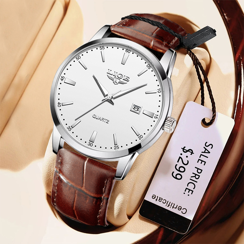 LIGE Man Watch Fashion Leather - Leather Watch Band Men ulasan dan harga