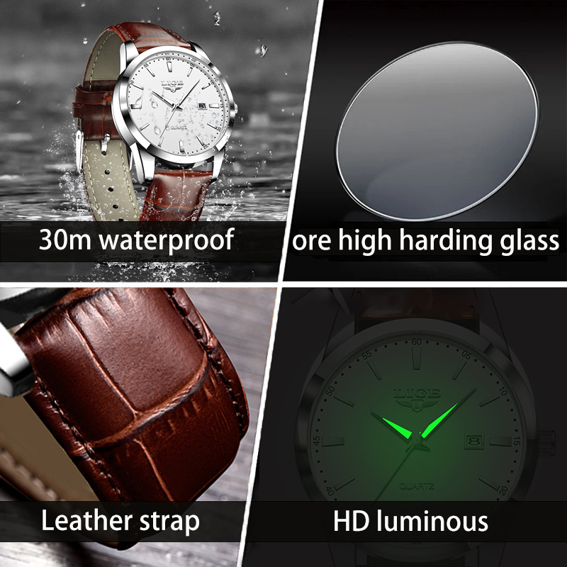LIGE Man Watch Fashion Leather - Leather Watch Band Men ulasan dan harga