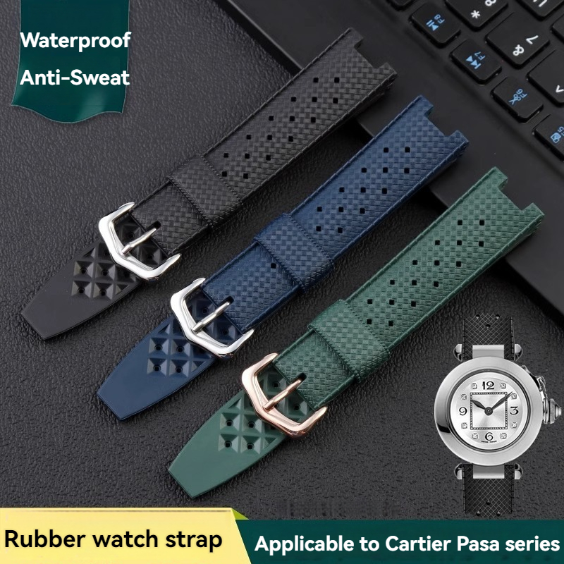 Rubber Men's Watch Strap for C - Cartier Watch Tank ulasan dan harga