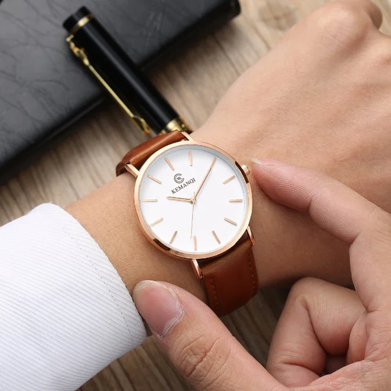 Fashion Ultra Thin Men's Quart - Leather Watch Band Men ulasan dan harga