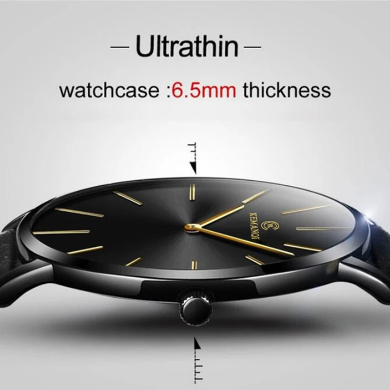 Fashion Ultra Thin Men's Quart - Leather Watch Band Men ulasan dan harga