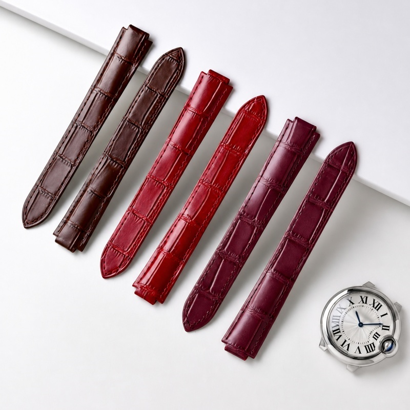 Leather Watch Strap Double Con - Cartier Watch Ballon Bleu ulasan dan harga