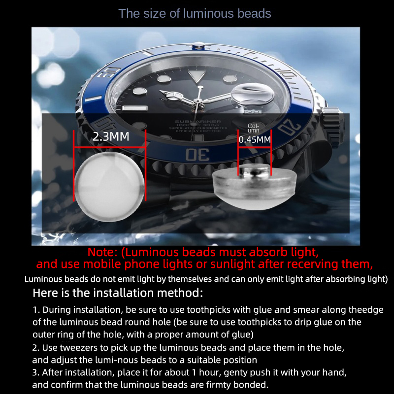 2.3x0.45mm Luminous pip For Se - Rolex Watch Submariner ulasan dan harga