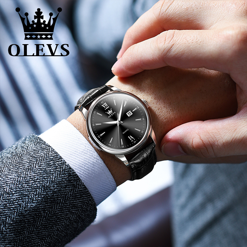 OLEVS Quartz Men's Watch Fashi - Leather Watch Band Men ulasan dan harga