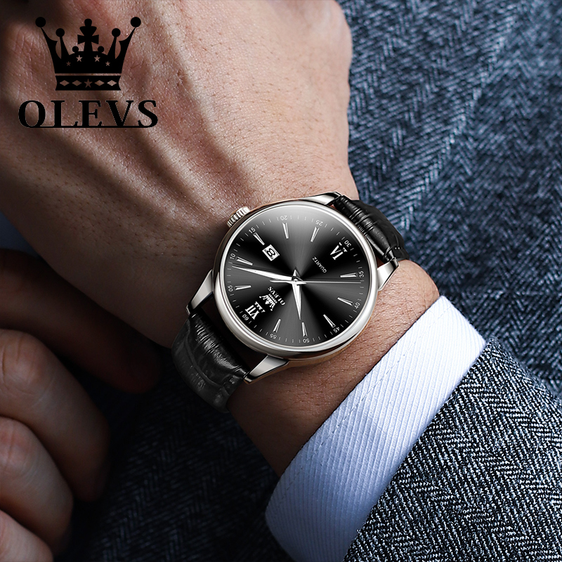 OLEVS Quartz Men's Watch Fashi - Leather Watch Band Men ulasan dan harga
