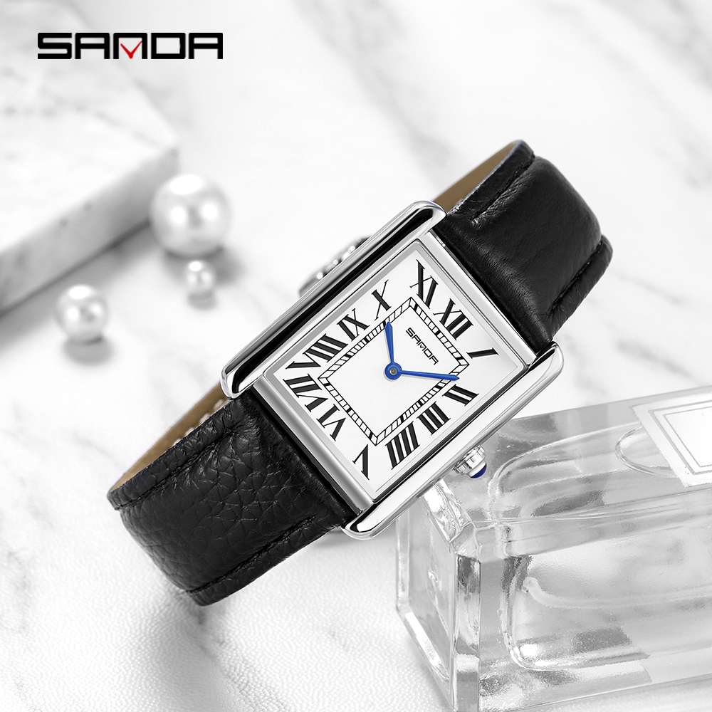 Sanda Rectangular Wrist Watche - Leather Watch Band Men ulasan dan harga